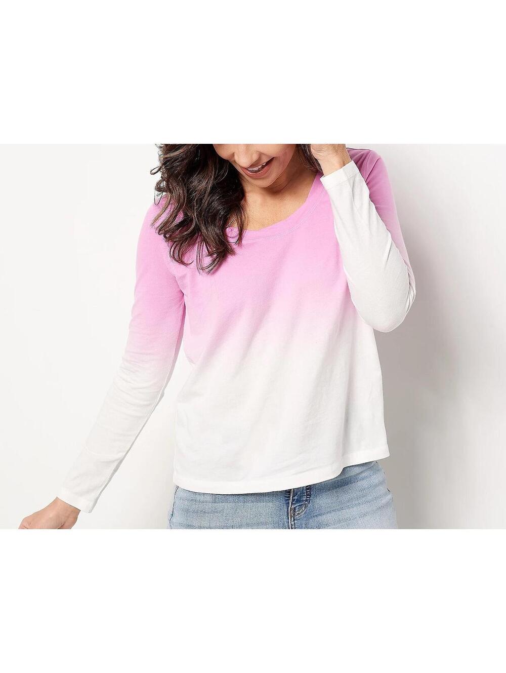 3219 Candace Cameron Bure The Ocean Dipped Long-Sleeve Tee PLUM BERRY sz S